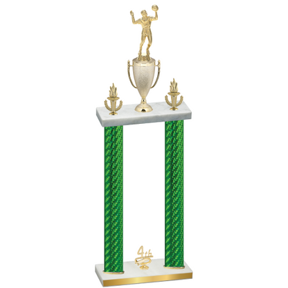 Double Green Carbon Fiber Fourth Place Volleyball Trophy