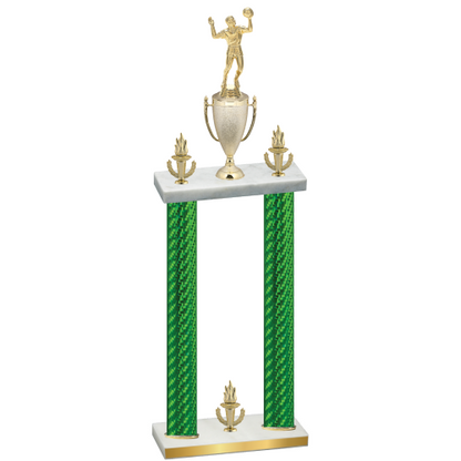 Double Green Carbon Fiber Victory Volleyball Trophy