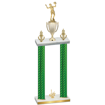 Double Green Carbon Fiber First Place Volleyball Trophy
