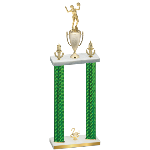 Double Green Carbon Fiber Second Place Volleyball Trophy