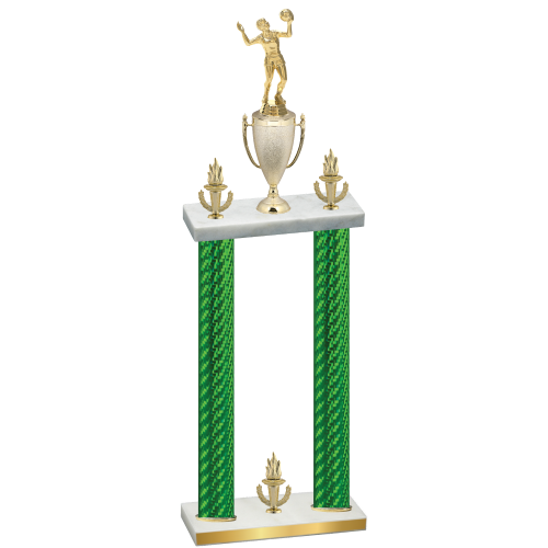 Double Green Carbon Fiber Victory Volleyball Trophy