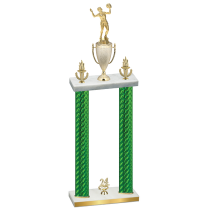 Double Green Carbon Fiber Year Volleyball Trophy