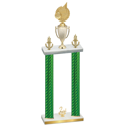 Double Green Carbon Fiber Second Place Volleyball Trophy