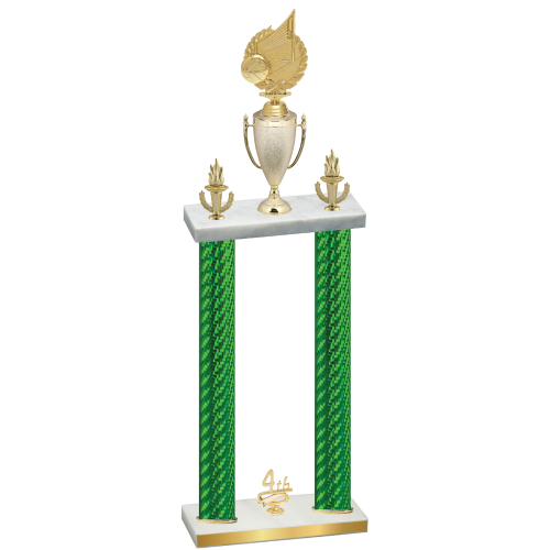 Double Green Carbon Fiber Fourth Place Volleyball Trophy