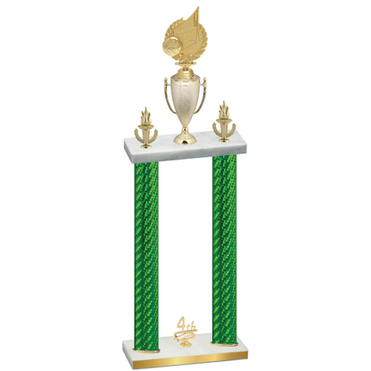 Double Green Carbon Fiber Fourth Place Volleyball Trophy