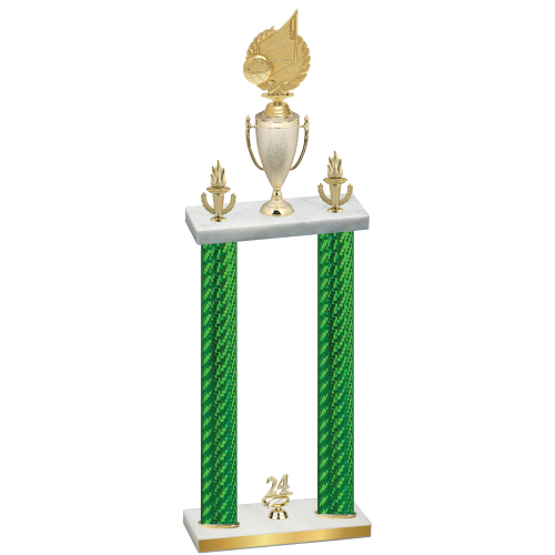 Double Green Carbon Fiber Year Volleyball Trophy