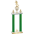 Double Green Carbon Fiber Third Place Football Trophy