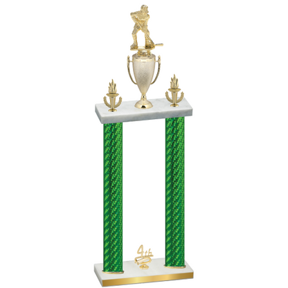 Double Green Carbon Fiber Fourth Place Hockey Trophy