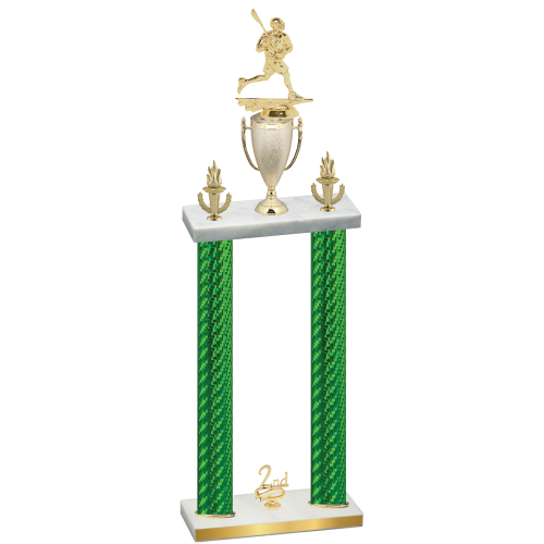 Double Green Carbon Fiber Second Place Lacrosse Trophy