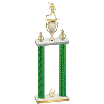 Double Green Carbon Fiber Third Place Lacrosse Trophy