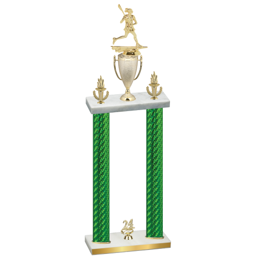 Double Green Carbon Fiber Year Lacrosse Trophy