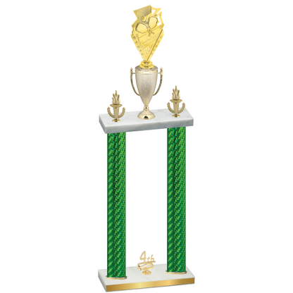 Double Green Carbon Fiber Fourth Place Pickleball Trophy