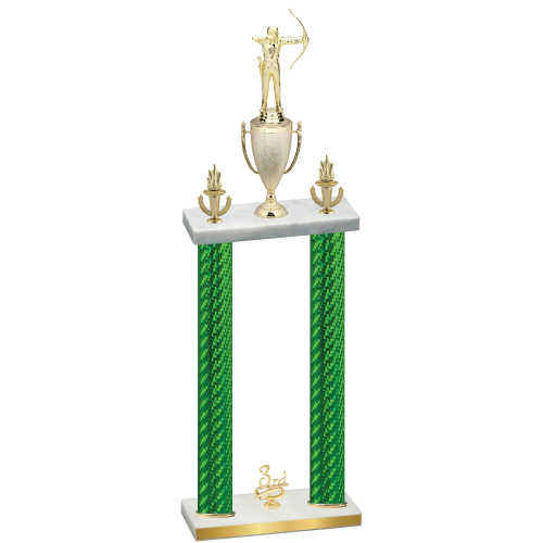 Double Green Carbon Fiber Third Place Archery Trophy