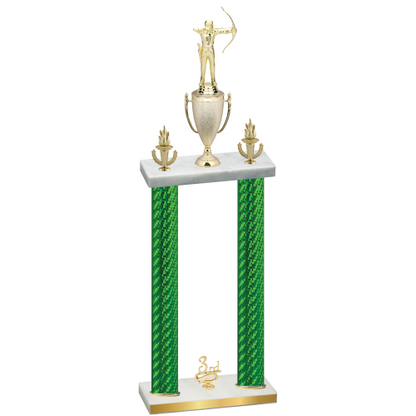 Double Green Carbon Fiber Third Place Archery Trophy