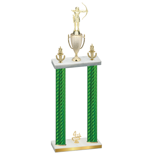 Double Green Carbon Fiber Fourth Place Archery Trophy
