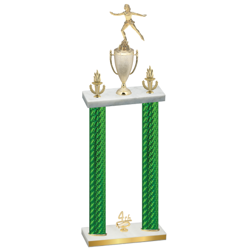 Double Green Carbon Fiber Fourth Place Skater Trophy
