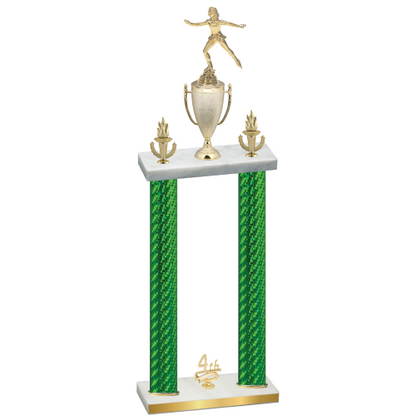 Double Green Carbon Fiber Fourth Place Skater Trophy