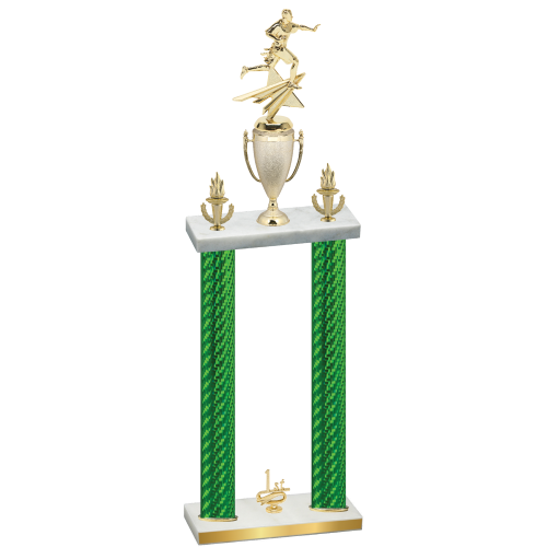 Double Green Carbon Fiber First Place Flag Football Trophy