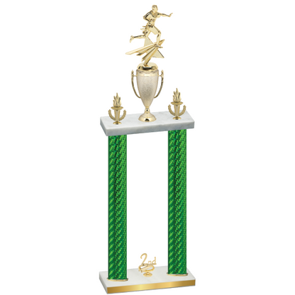 Double Green Carbon Fiber Second Place Flag Football Trophy