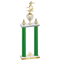 Double Green Carbon Fiber Fourth Place Flag Football Trophy