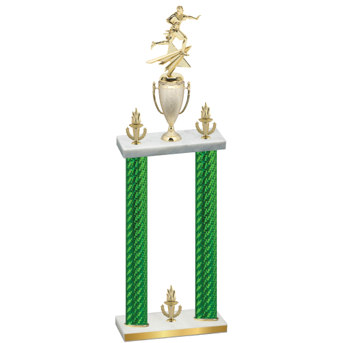 Double Green Carbon Fiber Victory Flag Football Trophy