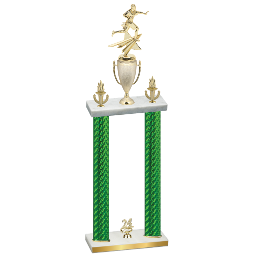 Double Green Carbon Fiber Year Flag Football Trophy