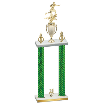 Double Green Carbon Fiber Year Flag Football Trophy