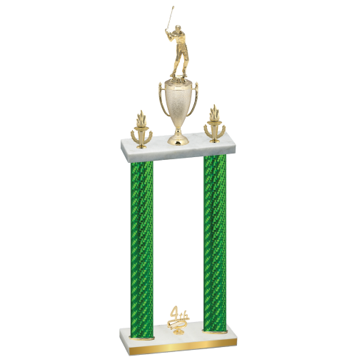 Double Green Carbon Fiber Fourth Place Golf Trophy