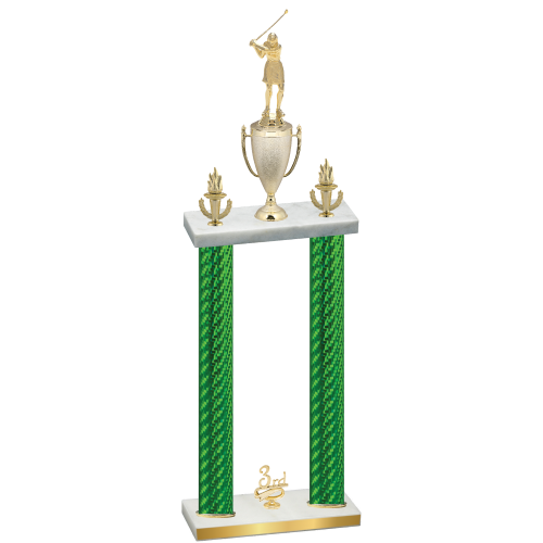 Double Green Carbon Fiber Third Place Golf Trophy