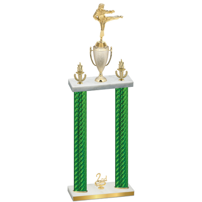 Double Green Carbon Fiber Second Place Karate Trophy