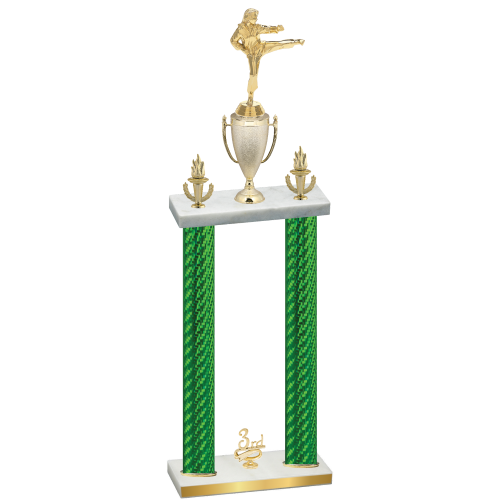 Double Green Carbon Fiber Third Place Karate Trophy