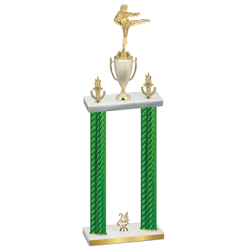 Double Green Carbon Fiber Year Karate Trophy