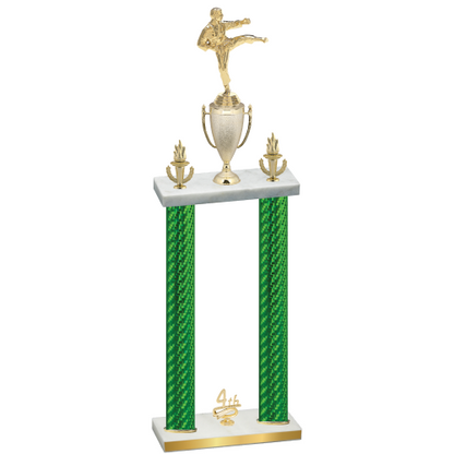 Double Green Carbon Fiber Fourth Place Karate Trophy