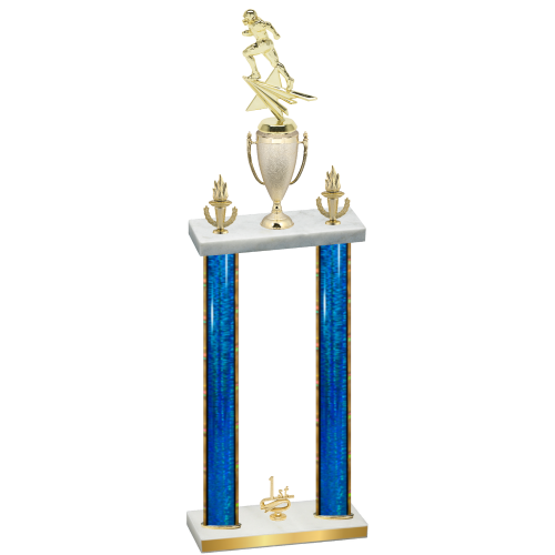 Double Blue Glacier First Place Football Trophy