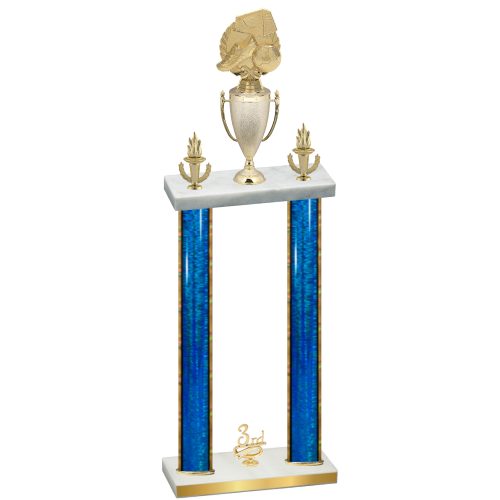 Double Blue Glacier Third Place Soccer Trophy