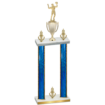 Double Blue Glacier Victory Volleyball Trophy