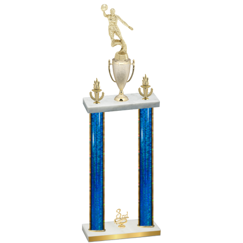 Double Blue Glacier Third Place Basketball Trophy