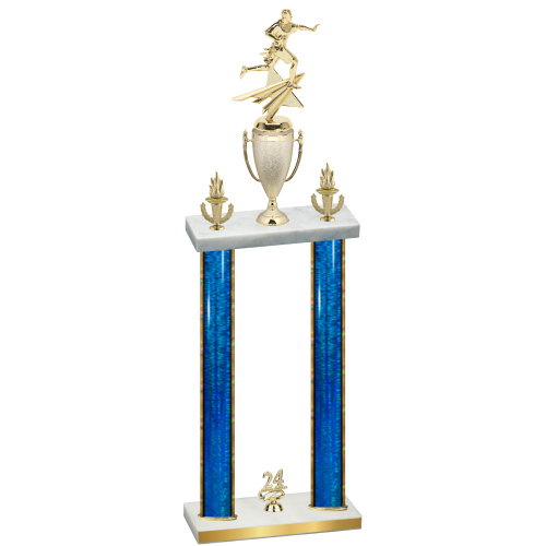Double Blue Glacier Year Flag Football Trophy