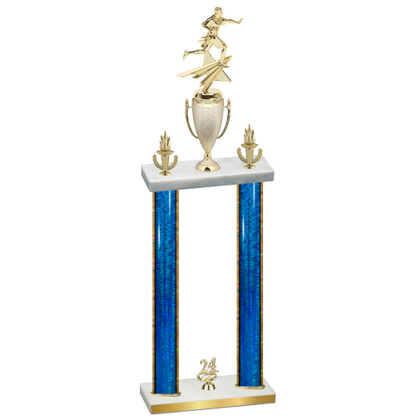 Double Blue Glacier Year Flag Football Trophy