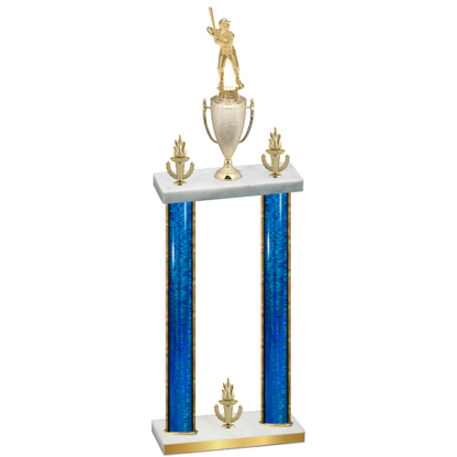 Double Blue Glacier Victory Baseball Trophy