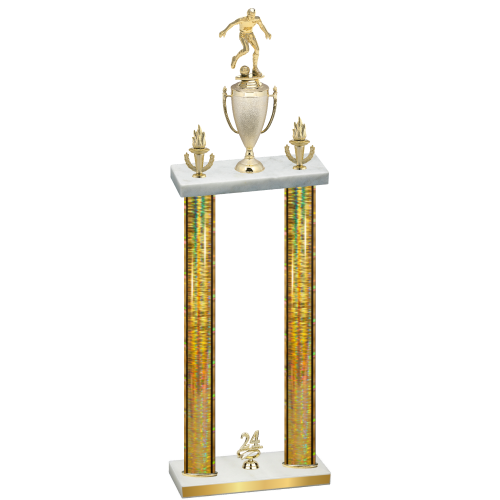 Double Gold Glacier Year Soccer Trophy
