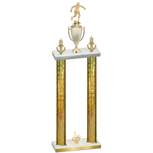 Double Gold Glacier First Place Soccer Trophy