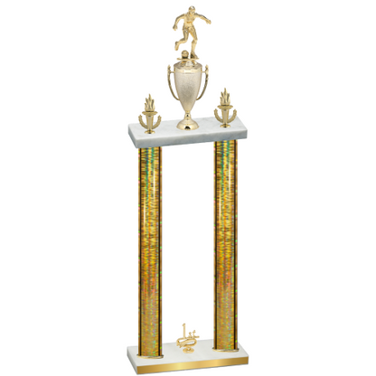 Double Gold Glacier First Place Soccer Trophy