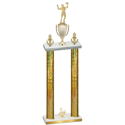 Double Gold Glacier Third Place Volleyball Trophy