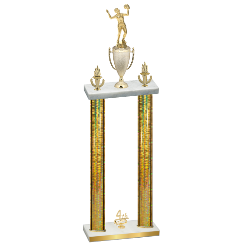 Double Gold Glacier Fourth Place Volleyball Trophy
