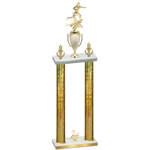 Double Gold Glacier Second Place Flag Football Trophy