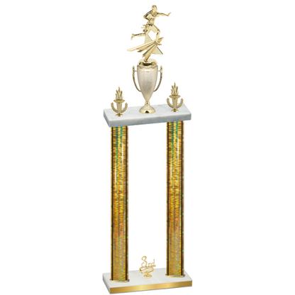 Double Gold Glacier Third Place Flag Football Trophy