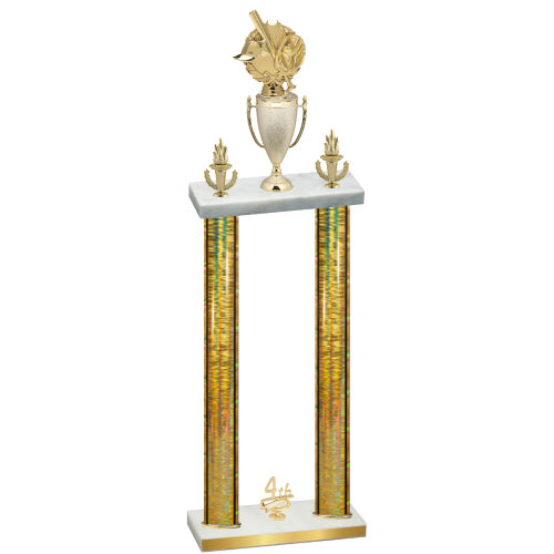 Double Gold Glacier Fourth Place Baseball Trophy