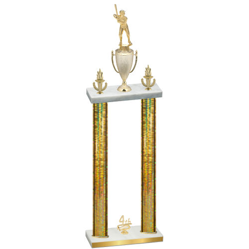 Double Gold Glacier Fourth Place Baseball Trophy