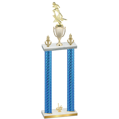 Double Blue Carbon Fiber First Place Football Trophy